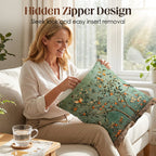 Vintage Botanical Print Throw Pillow Covers with Hidden Zipper | Set of Two