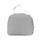 Insulated Seersucker Striped Lunch Bag with Zipper and Carry Handles