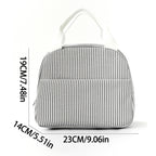 Insulated Seersucker Striped Lunch Bag with Zipper and Carry Handles