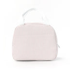 Insulated Seersucker Striped Lunch Bag with Zipper and Carry Handles