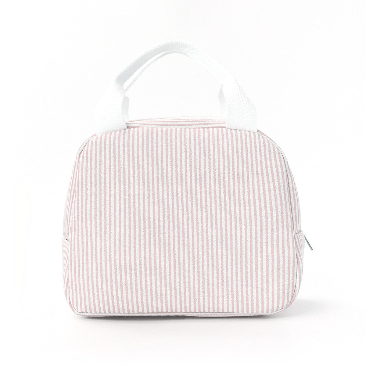 Insulated Seersucker Striped Lunch Bag with Zipper and Carry Handles