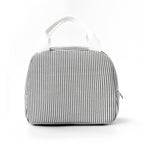 Insulated Seersucker Striped Lunch Bag with Zipper and Carry Handles