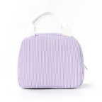 Insulated Seersucker Striped Lunch Bag with Zipper and Carry Handles