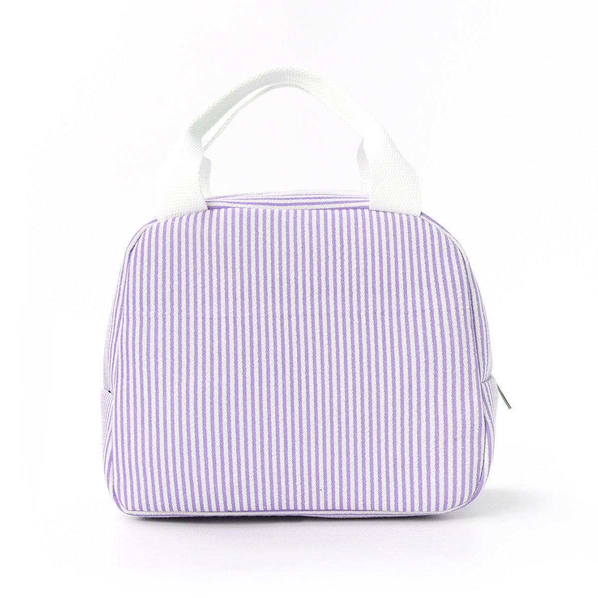 Insulated Seersucker Striped Lunch Bag with Zipper and Carry Handles