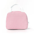 Insulated Seersucker Striped Lunch Bag with Zipper and Carry Handles