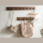 Japandi Solid Wood Wall Coat Rack with Wooden Pegs for Entryway