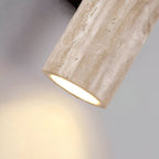 Japandi Travertine Wall Sconce with Up and Down Light and Wood Backplate