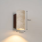 Japandi Travertine Wall Sconce with Up and Down Light and Wood Backplate