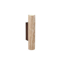 Japandi Travertine Wall Sconce with Up and Down Light and Wood Backplate