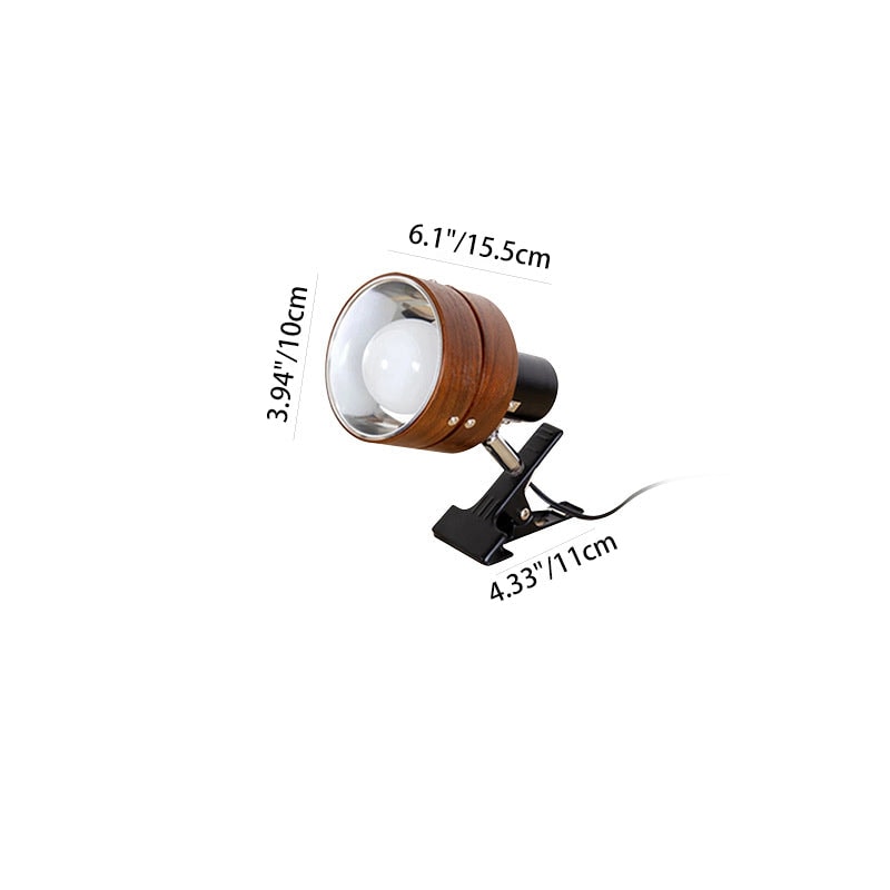 Japanese Style Wooden Clip On Spotlight Lamp with Adjustable Clamp