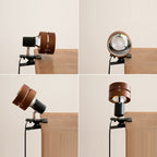 Japanese Style Wooden Clip On Spotlight Lamp with Adjustable Clamp