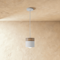 Modern Wood and Metal Cylinder Pendant Light