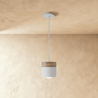Modern Wood and Metal Cylinder Pendant Light