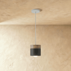 Modern Wood and Metal Cylinder Pendant Light