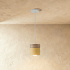 Modern Wood and Metal Cylinder Pendant Light