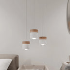 Modern Wood and Metal Cylinder Pendant Light
