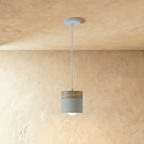 Modern Wood and Metal Cylinder Pendant Light