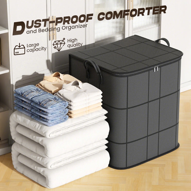 Large Zippered Storage Bag with Reinforced Handles for Comforters and Clothes