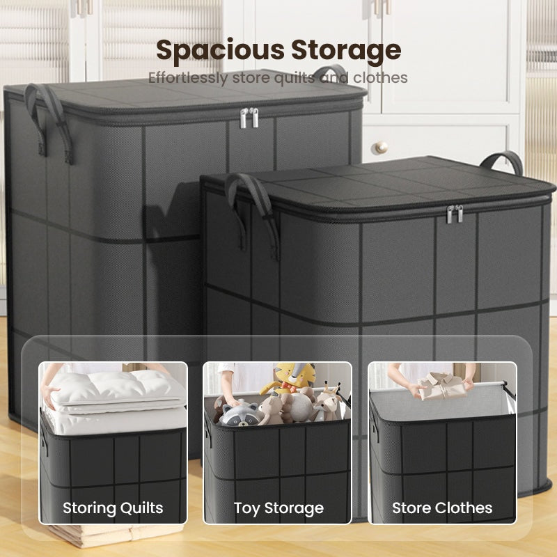 Large Zippered Storage Bag with Reinforced Handles for Comforters and Clothes