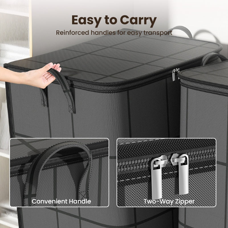 Large Zippered Storage Bag with Reinforced Handles for Comforters and Clothes