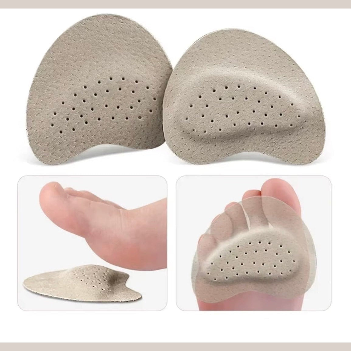 Leather Forefoot Cushion Pads Non Slip Insoles for Sandals and Heels
