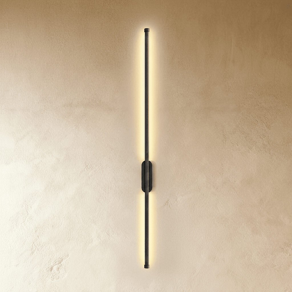 Minimalist Vertical Linear Wall Sconce with Round Backplate