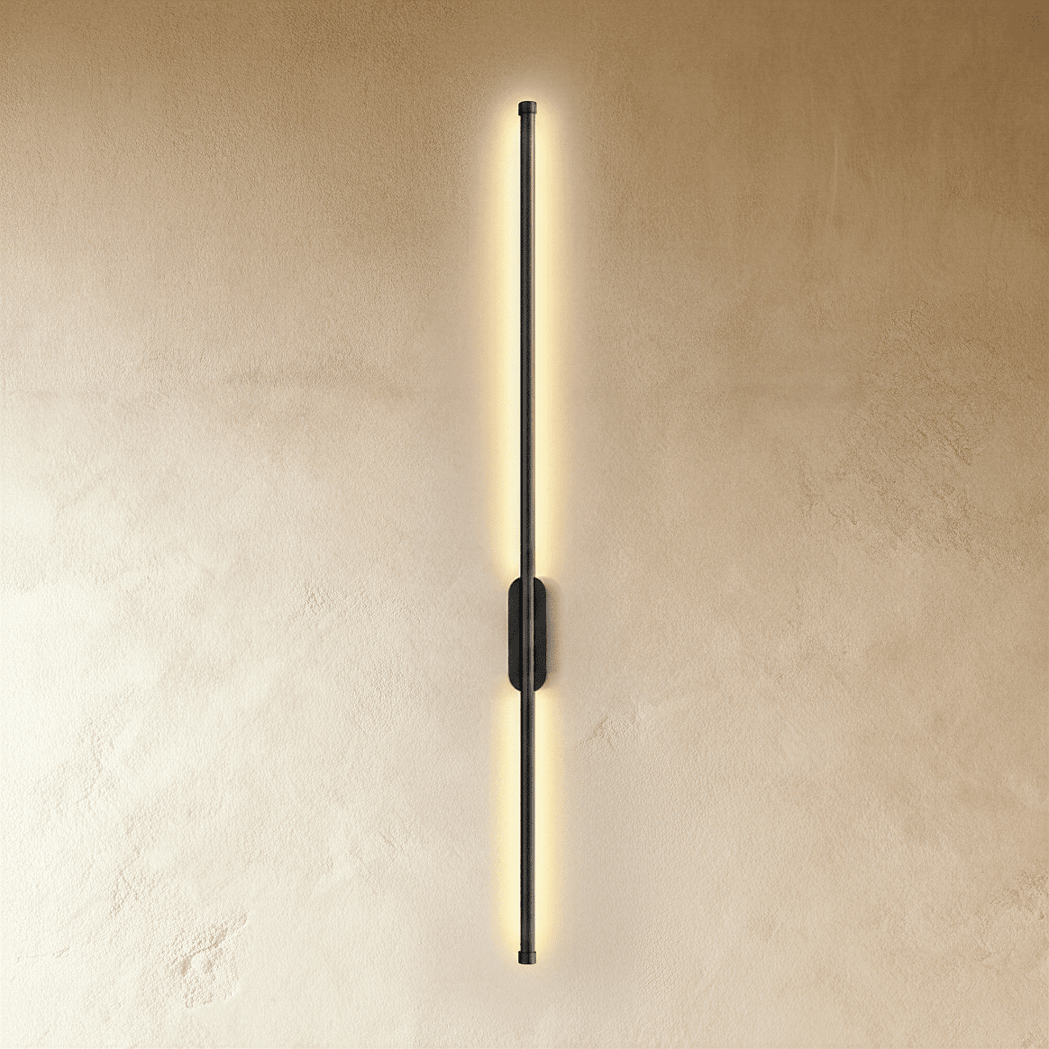 Minimalist Vertical Linear Wall Sconce with Round Backplate