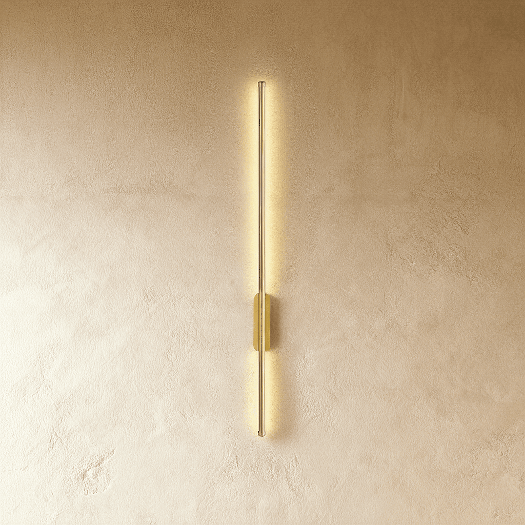 Minimalist Vertical Linear Wall Sconce with Round Backplate