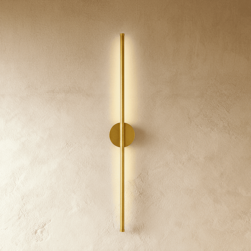 Minimalist Vertical Linear Wall Sconce with Round Backplate