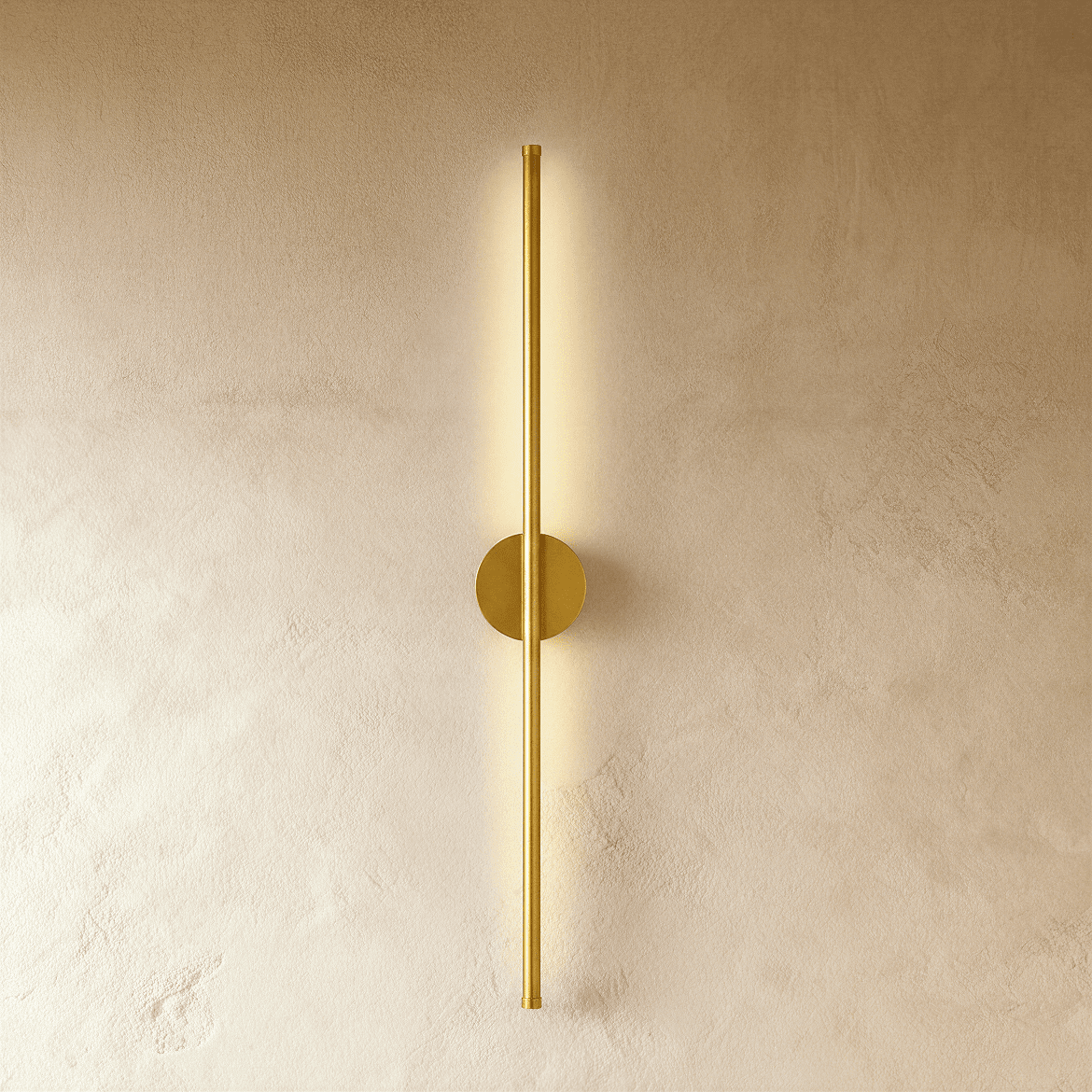 Minimalist Vertical Linear Wall Sconce with Round Backplate