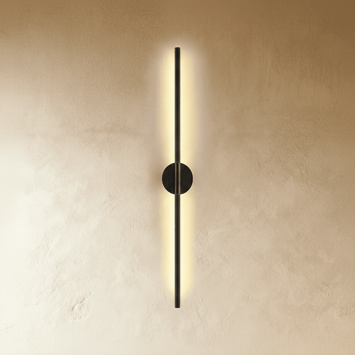 Minimalist Vertical Linear Wall Sconce with Round Backplate