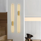 Minimalist Vertical Linear Wall Sconce with Round Backplate