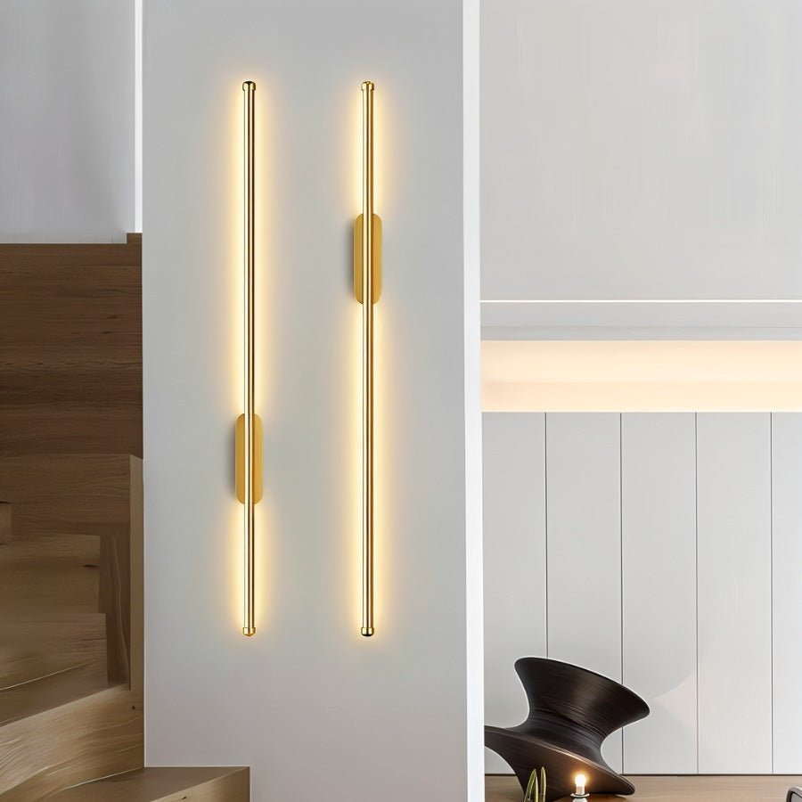 Minimalist Vertical Linear Wall Sconce with Round Backplate