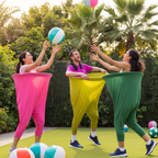Giant Stretch Pants Ball Catching Party Game with Inflatable Beach Balls