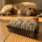 Double Sided Pet Dematting Comb and Deshedding Rake for Dogs and Cats