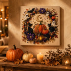 Halloween Pearl Bead Art Craft Kit with Pre-Printed Canvas for Wall Decor