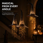Lighted Witch Hat Hanging Decoration with Cascading Star Strands for Halloween