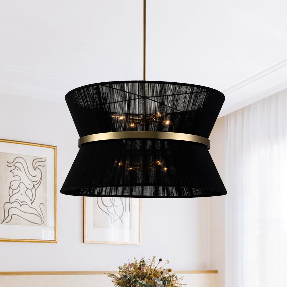 Modern Fabric Pendant Light With Tri-Color Glow in Black — Harbor Light Co.