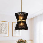 Modern Fabric Pendant Light With Tri-Color Glow in Black — Harbor Light Co.