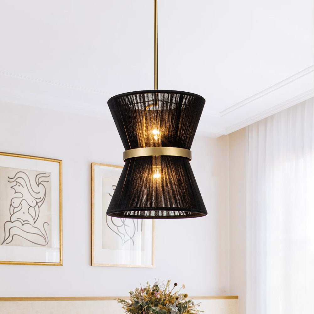 Modern Fabric Pendant Light With Tri-Color Glow in Black — Harbor Light Co.