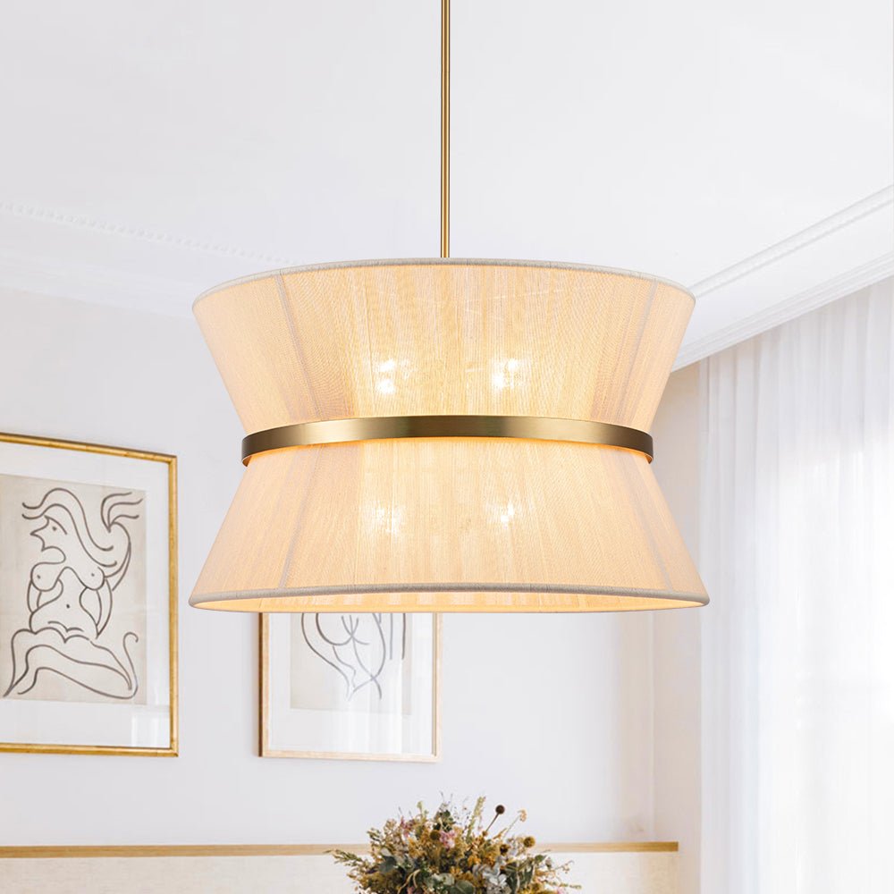 Modern Fabric Pendant Light With Tri-Color Glow in Ivory — Harbor Light Co.