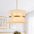 Modern Fabric Pendant Light With Tri-Color Glow in Ivory — Harbor Light Co.