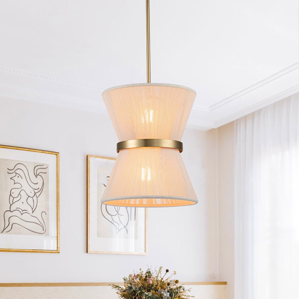 Modern Fabric Pendant Light With Tri-Color Glow in Ivory — Harbor Light Co.
