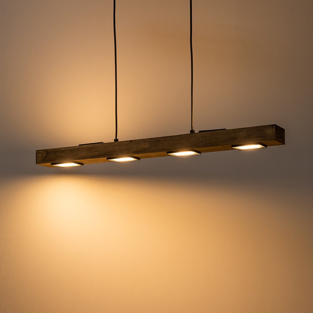 Industrial Wood Linear Pendant Light With Dimmable LED Glow — Harbor Light Co.