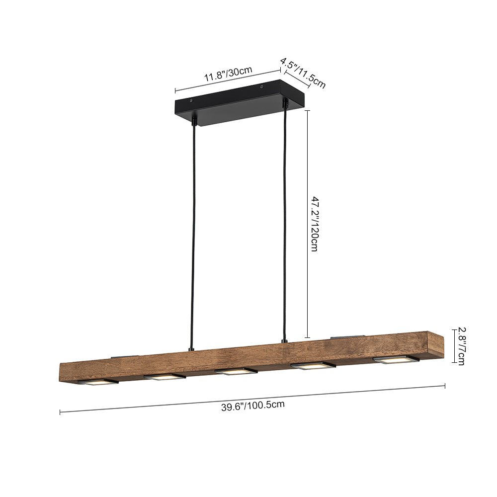 Industrial Wood Linear Pendant Light With Dimmable LED Glow — Harbor Light Co.