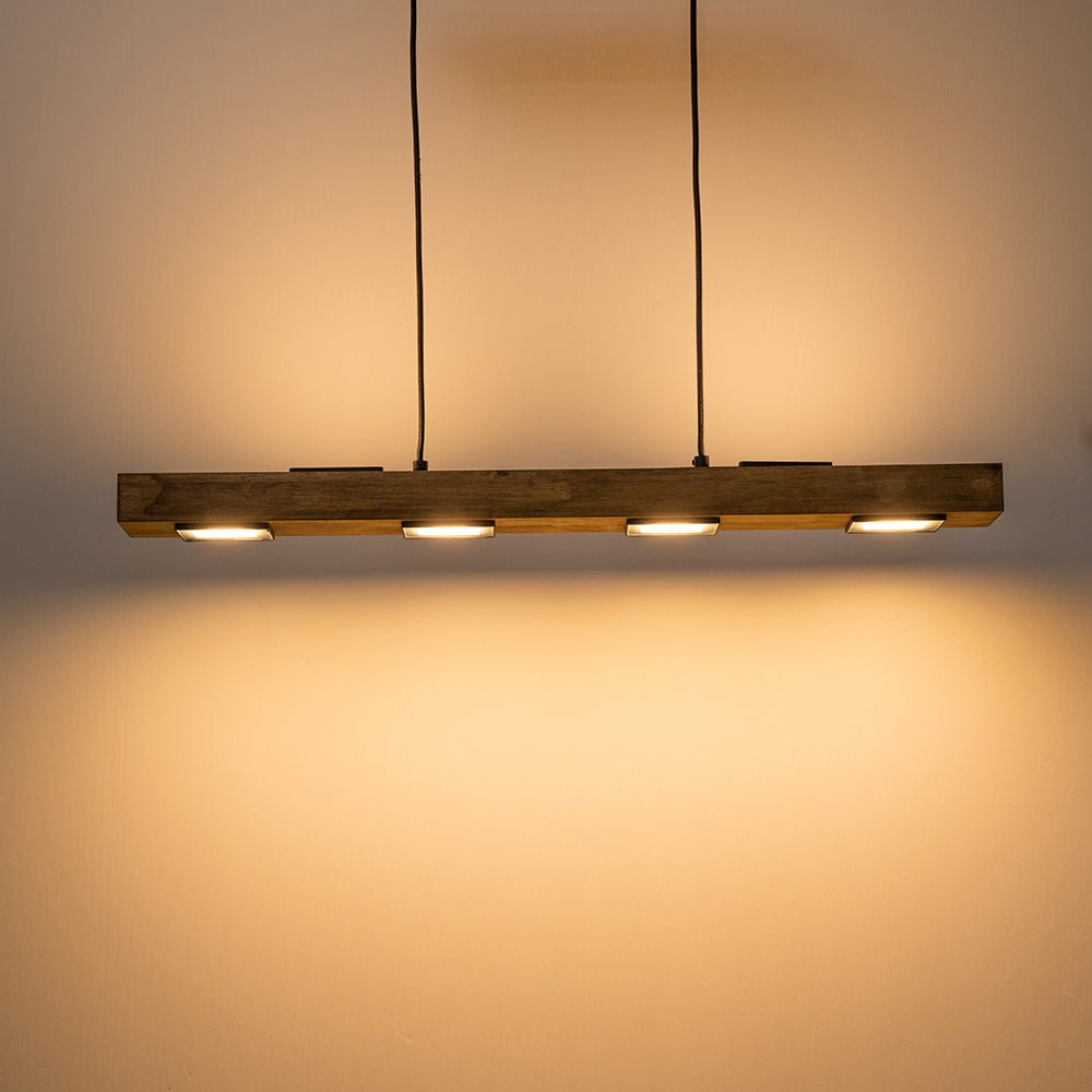 Industrial Wood Linear Pendant Light With Dimmable LED Glow — Harbor Light Co.