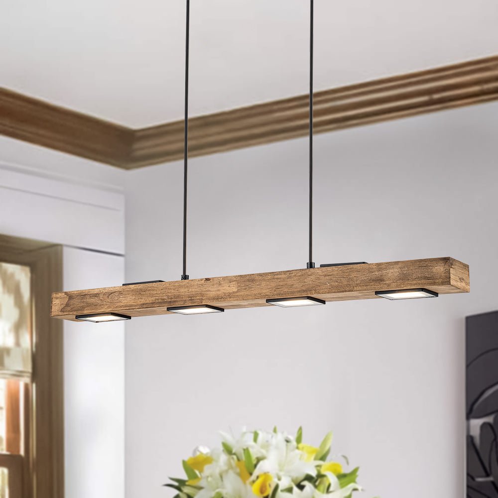 Industrial Wood Linear Pendant Light With Dimmable LED Glow — Harbor Light Co.