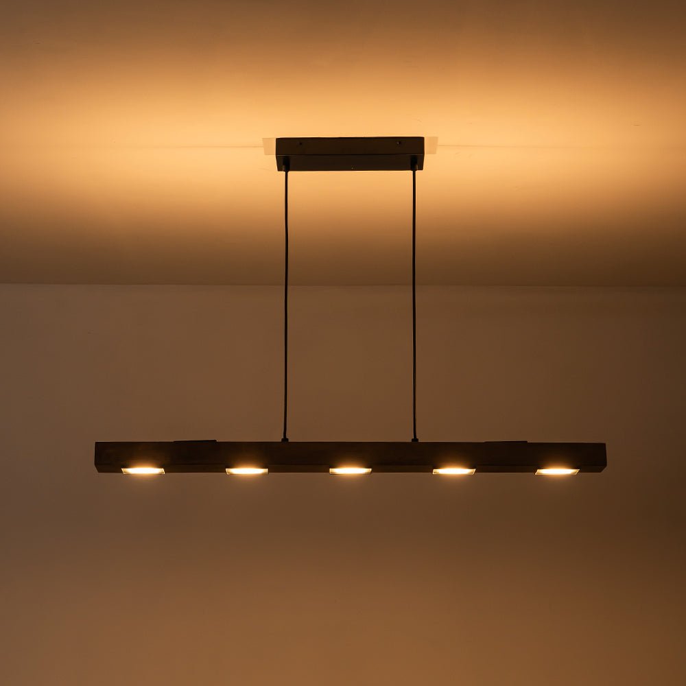Industrial Wood Linear Pendant Light With Dimmable LED Glow — Harbor Light Co.