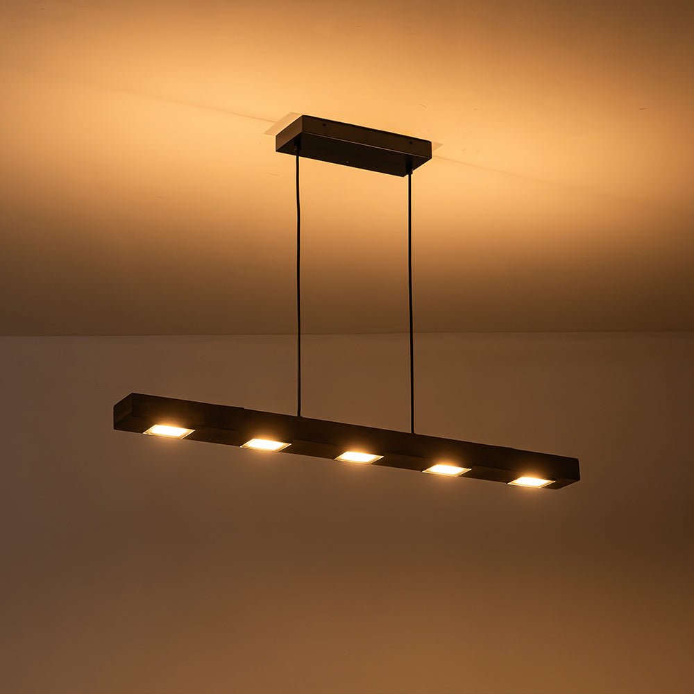 Industrial Wood Linear Pendant Light With Dimmable LED Glow — Harbor Light Co.