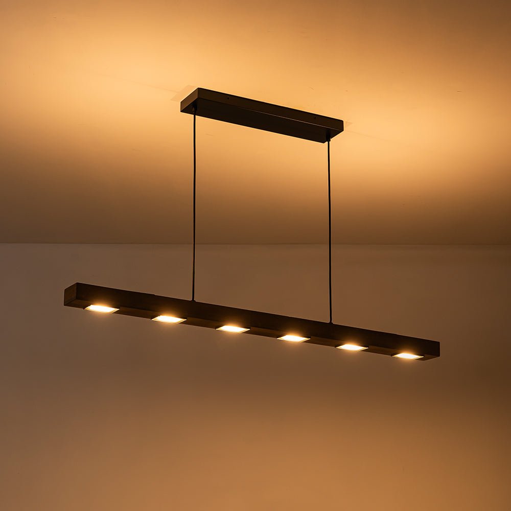 Industrial Wood Linear Pendant Light With Dimmable LED Glow — Harbor Light Co.